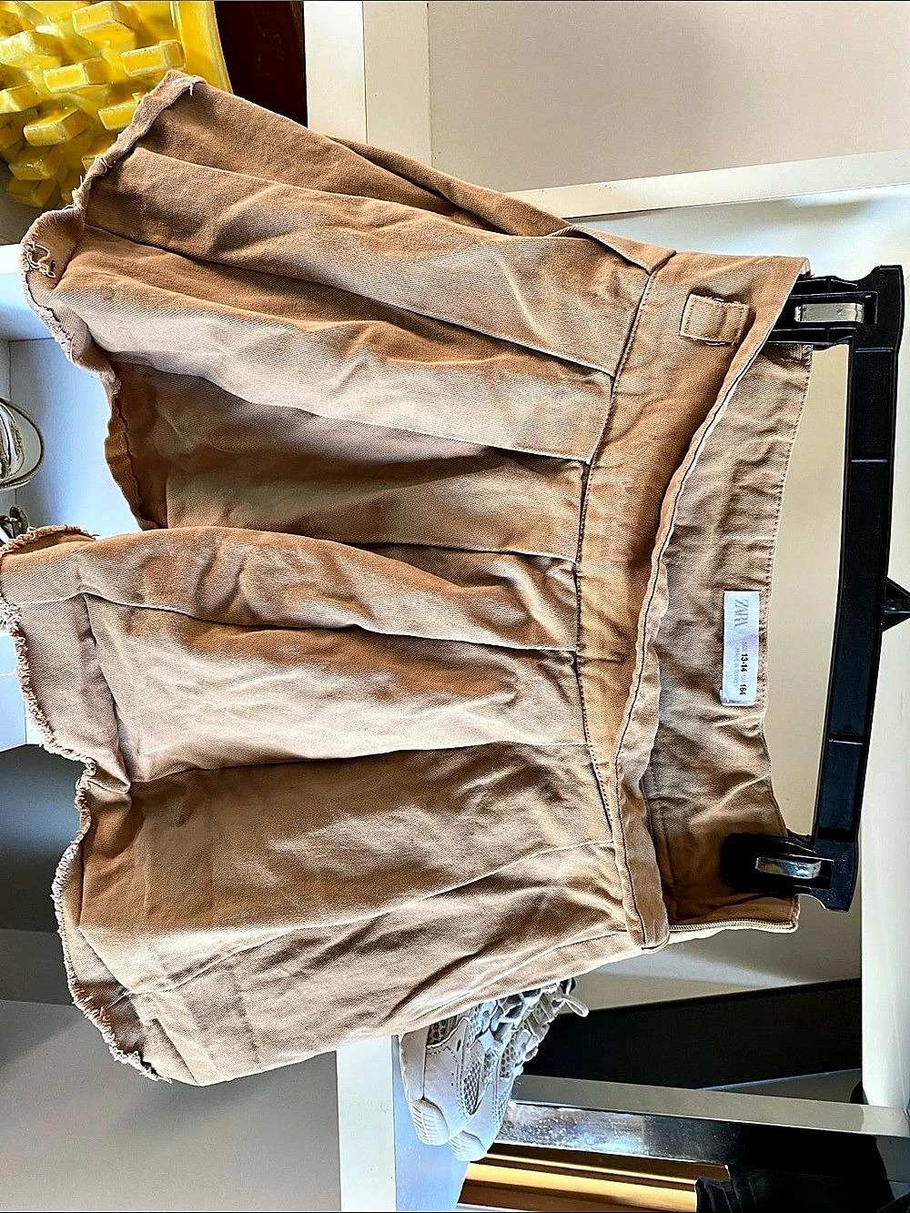 Zara High Waist Cotton Shorts in Brown